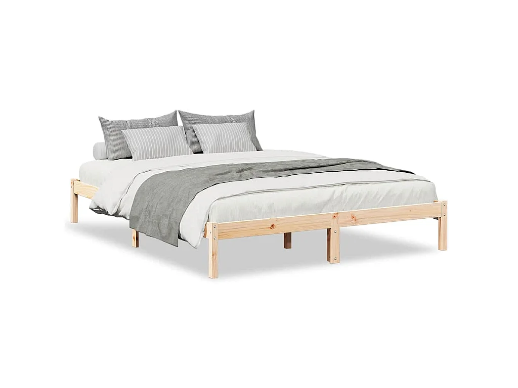 Cadre de lit extra long sans matelas 140x220 cm bois massif pin