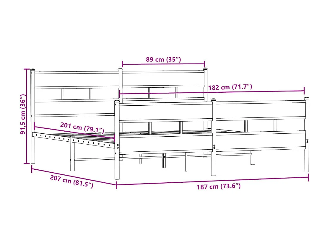 Bedframe zonder matras metaal sonoma eikenkleurig 180x200 cm