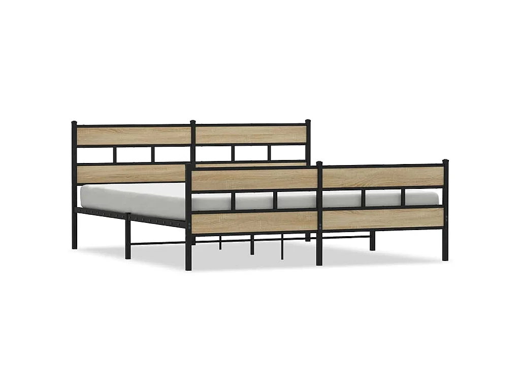 Cadre de lit en métal sans matelas chêne sonoma 180x200 cm