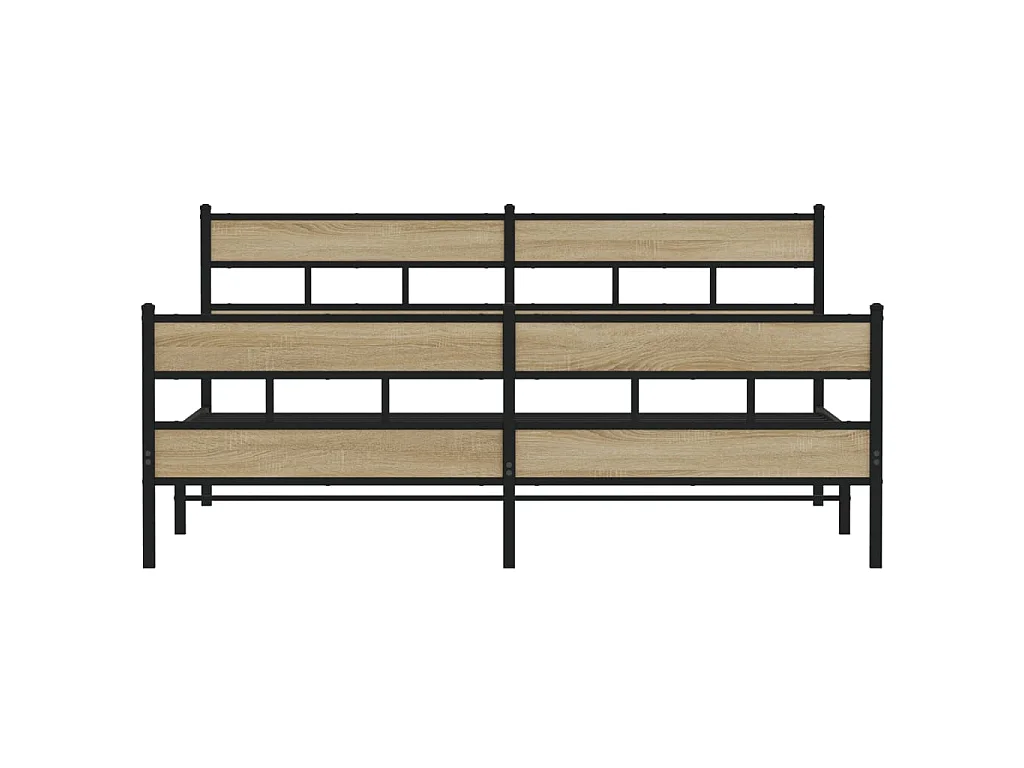 Cadre de lit en métal sans matelas chêne sonoma 180x200 cm