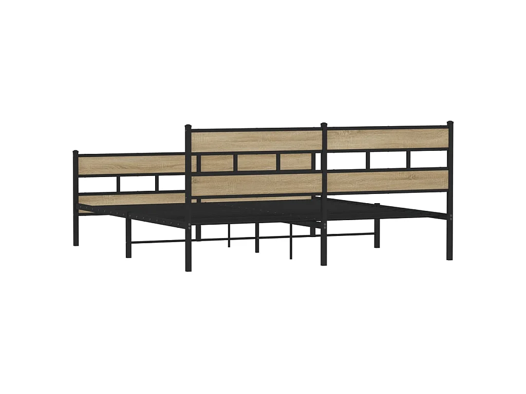 Cadre de lit en métal sans matelas chêne sonoma 180x200 cm