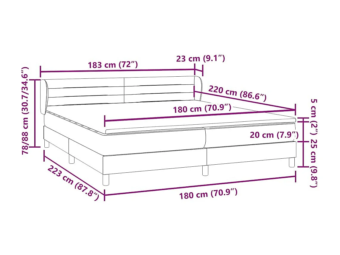 Boxspringbed met matrassen 180x220 cm fluweel donkergrijs