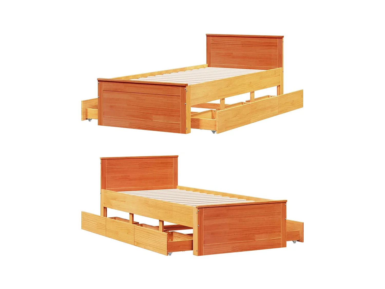 Cadre de lit sans matelas avec tête de lit 100x200 cm bois pin