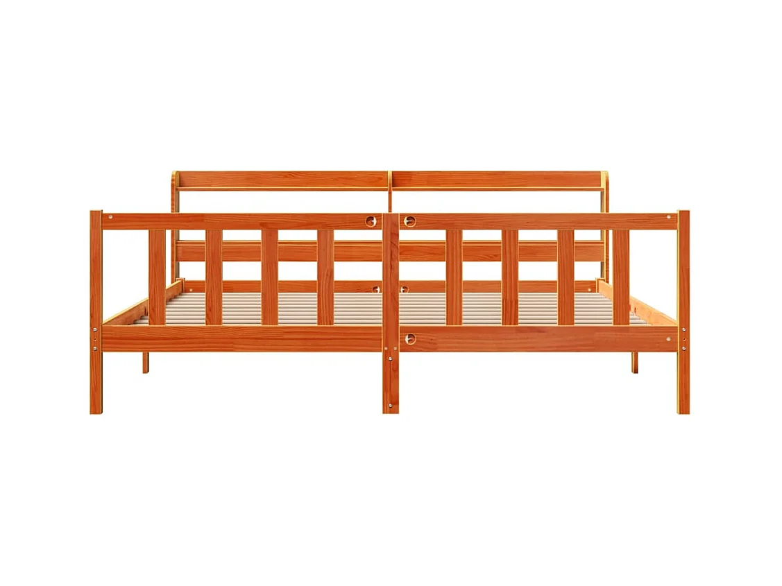 Cadre de lit et tête de lit sans matelas cire marron 180x200 cm