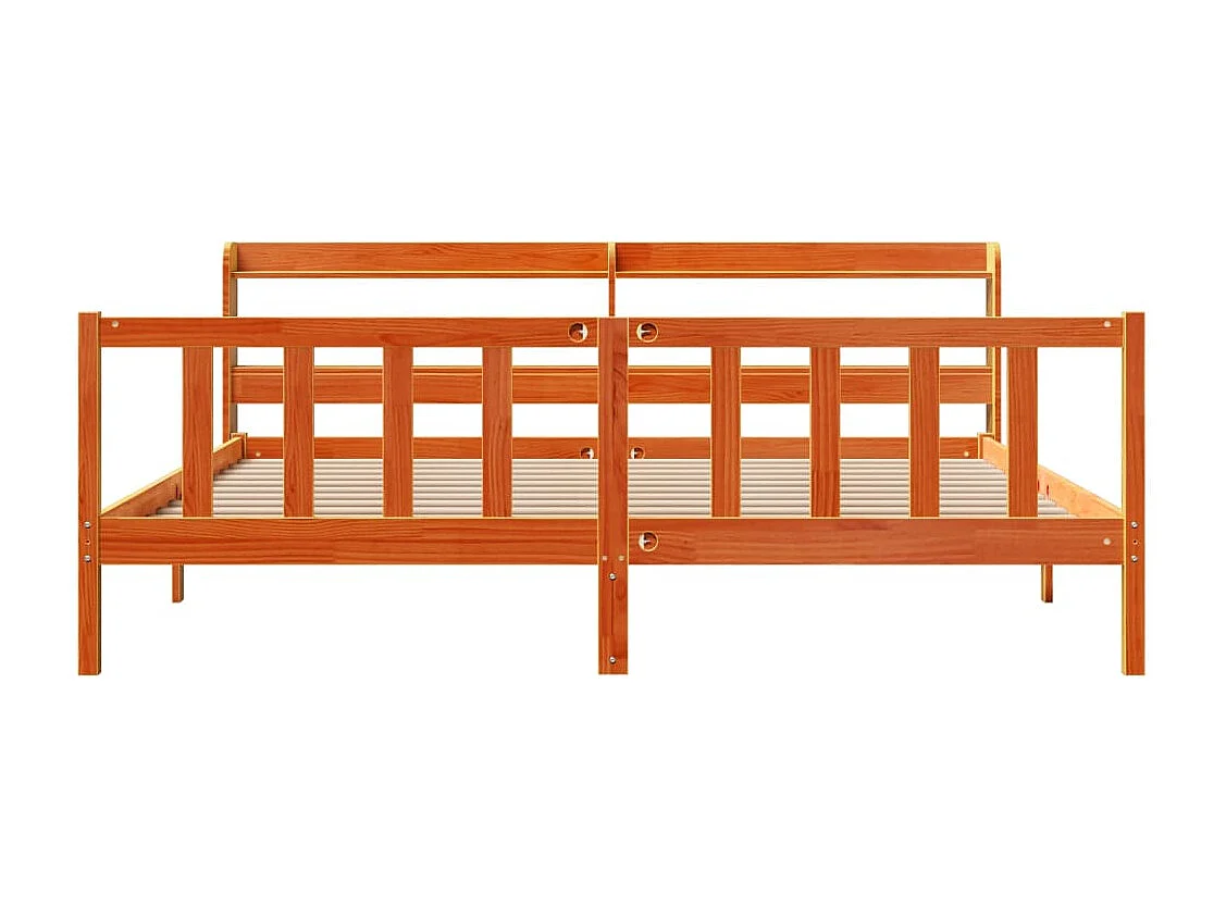 Estrutura cama c/ cabeceira 180x200cm pinho maciço castanho-mel