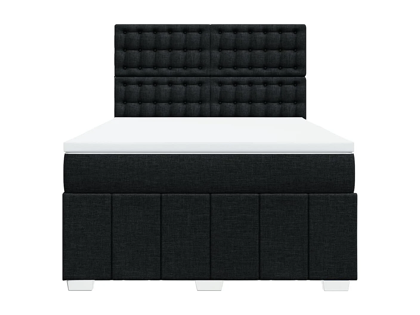 Sommier à lattes de lit avec matelas Noir 140x190 cm Tissu