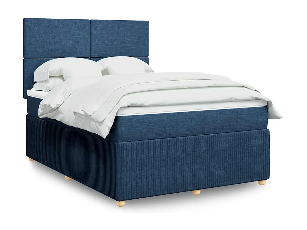 Sommier à lattes de lit avec matelas Bleu 140x190 cm Tissu