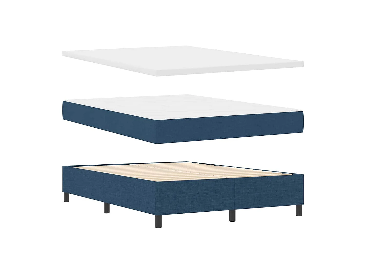 Boxspringbett mit Matratze mit Kopfteil Blau 140 x 200 cm Stoff