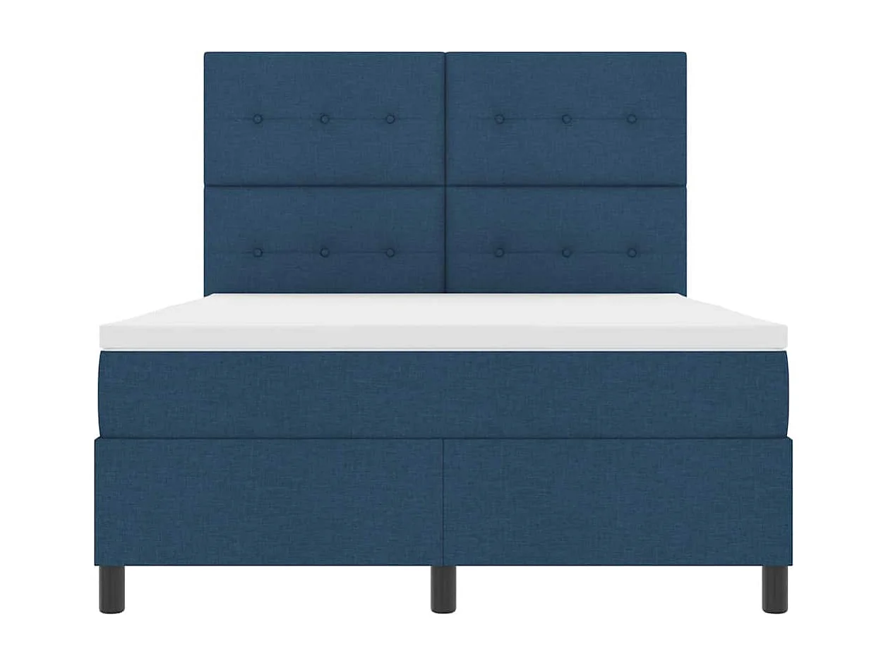 Boxspringbett mit Matratze mit Kopfteil Blau 140 x 200 cm Stoff