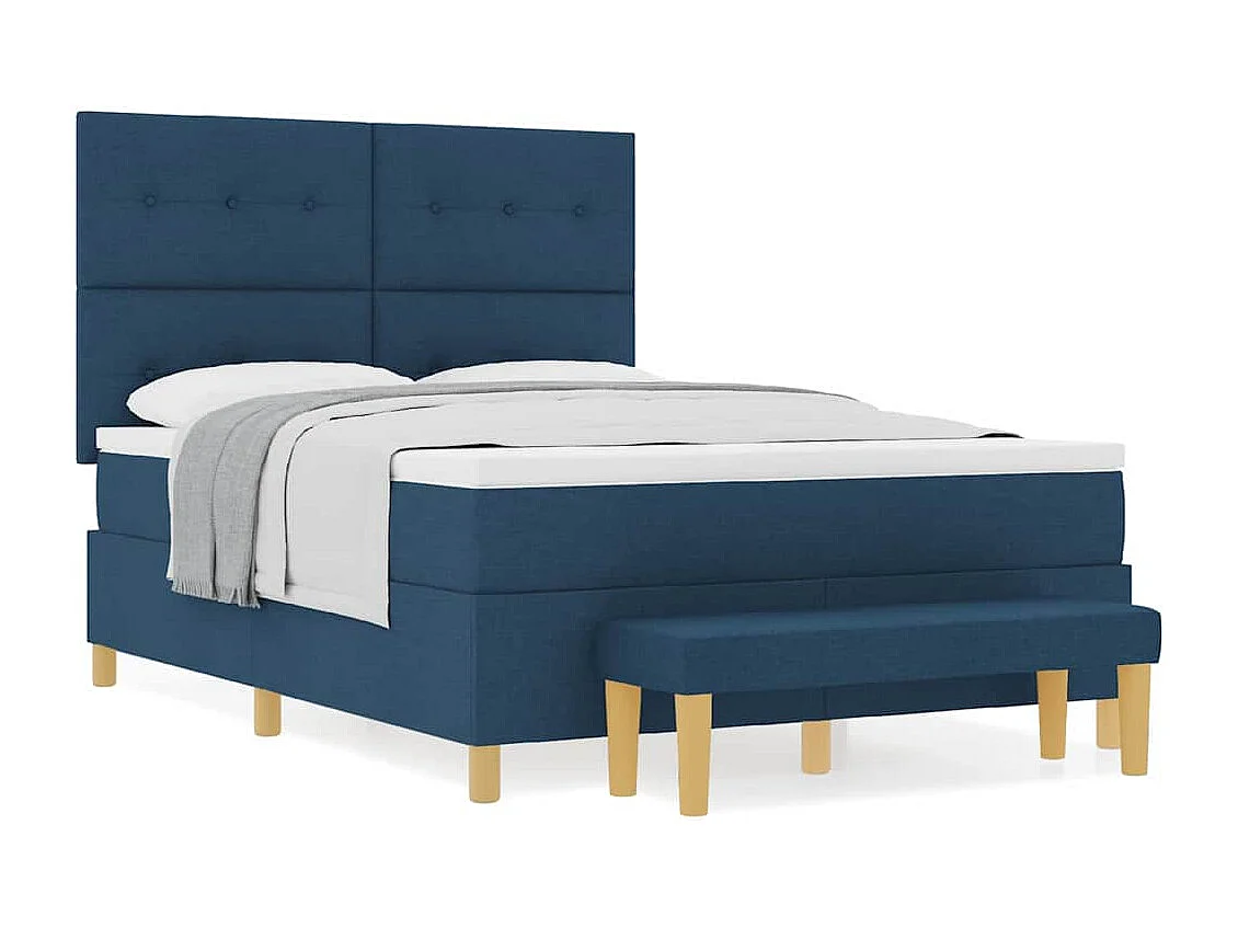 Lit à ressorts avec matelas Bleu 140 x 190 cm tissu