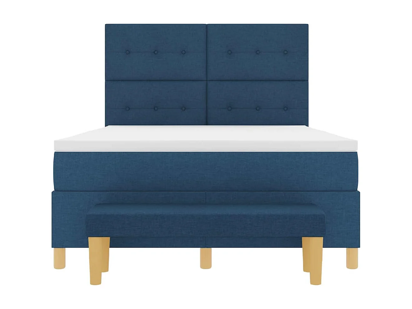 Lit à ressorts avec matelas Bleu 140 x 190 cm tissu