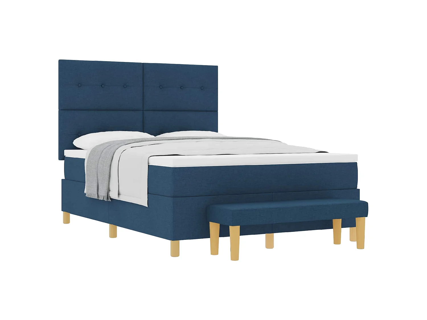 Cama Box com cabeceira Azul 190 x 140 cm tecido