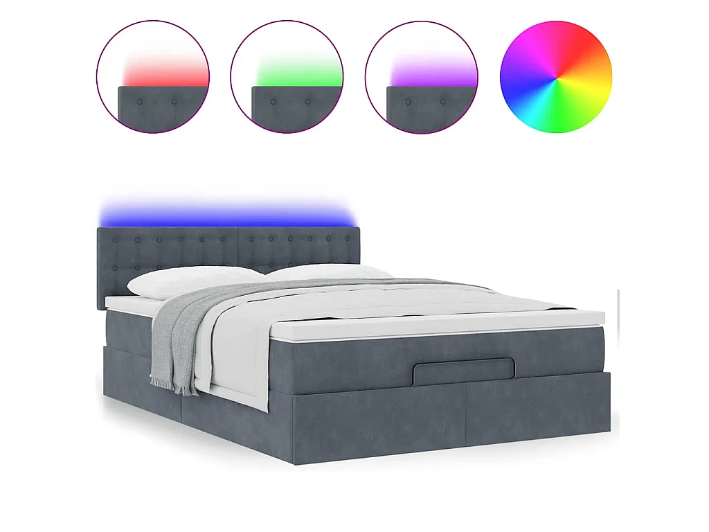 Struttura Letto Pouf con Materasso 140x190 cm Velluto