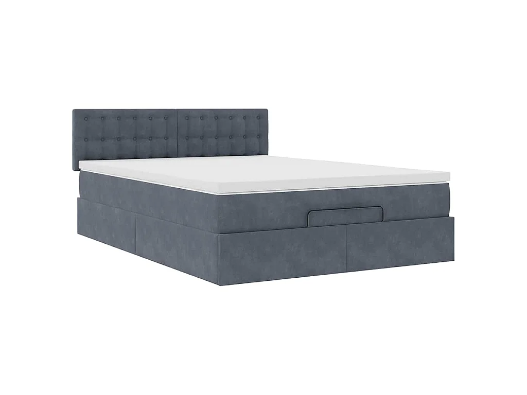 Struttura Letto Pouf con Materasso 140x190 cm Velluto