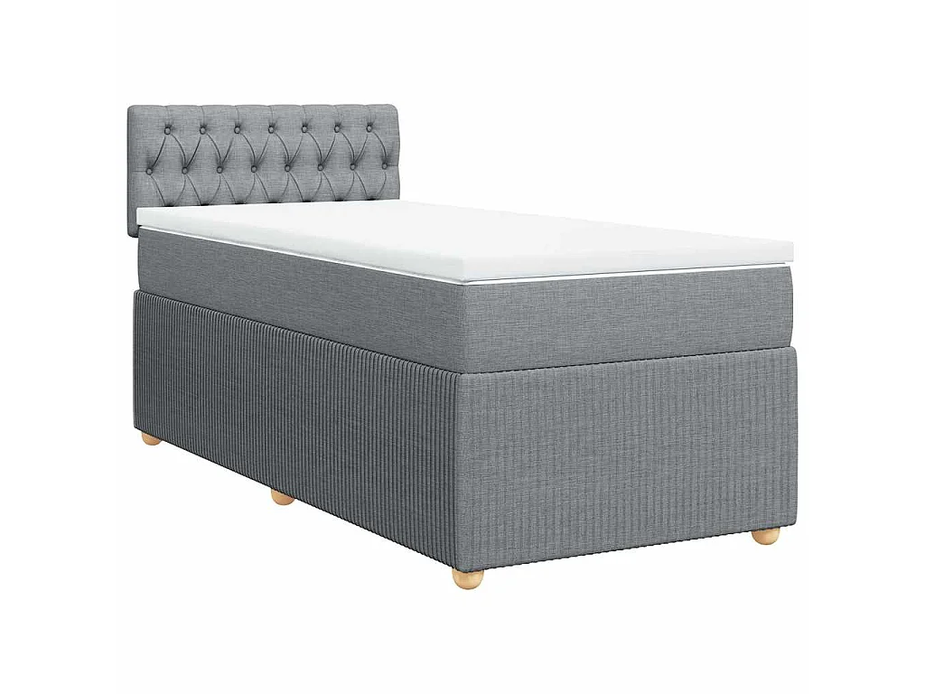 Boxspringbett mit Matratze Hellgrau 90x200 cm Stoff