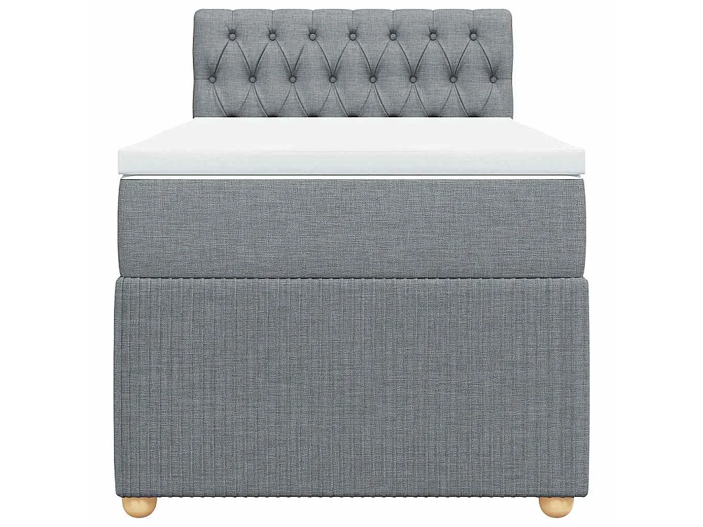 Boxspringbett mit Matratze Hellgrau 90x200 cm Stoff