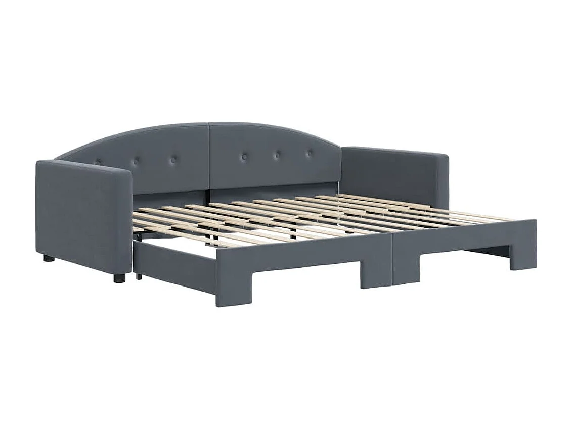 Divano Letto con Letto Estraibile Grigio Scuro 90x200cm Velluto