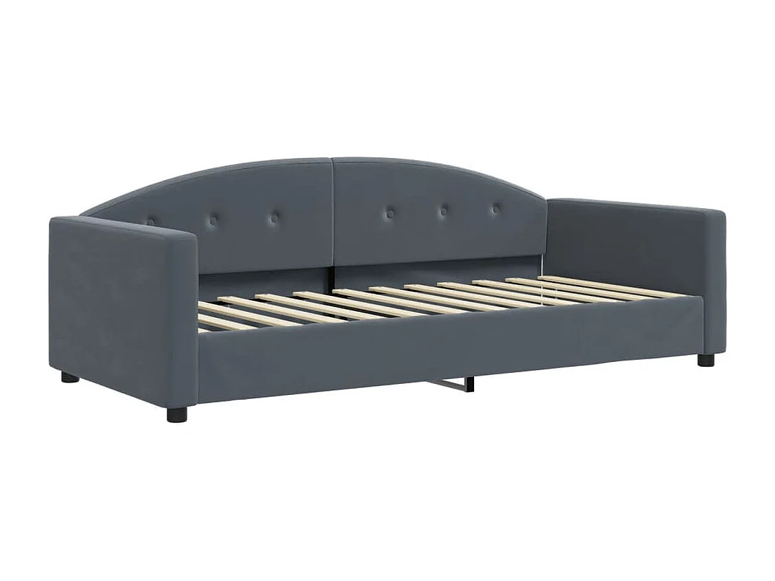 Divano Letto con Letto Estraibile Grigio Scuro 90x200cm Velluto