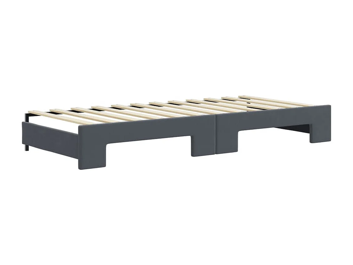 Divano Letto con Letto Estraibile Grigio Scuro 90x200cm Velluto