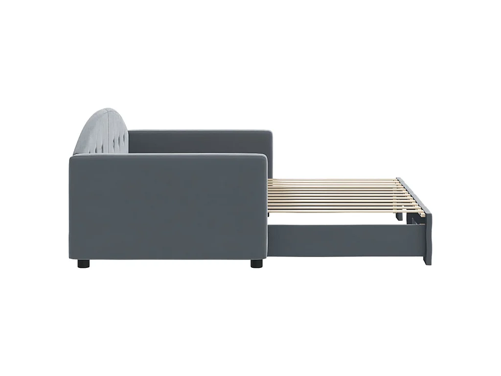 Divano Letto con Letto Estraibile Grigio Scuro 90x200cm Velluto