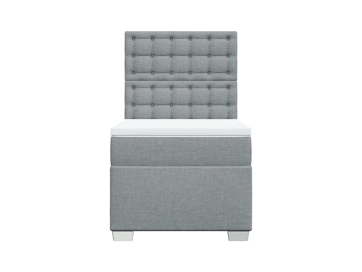 Cama box spring con colchón tela gris claro 90x200 cm
