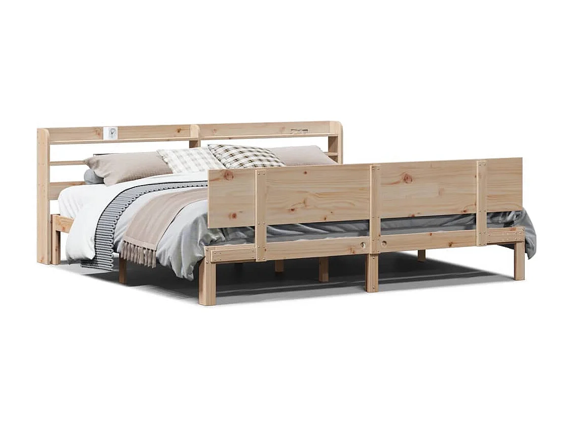 Estructura de cama con cabecero madera maciza pino 180x200 cm
