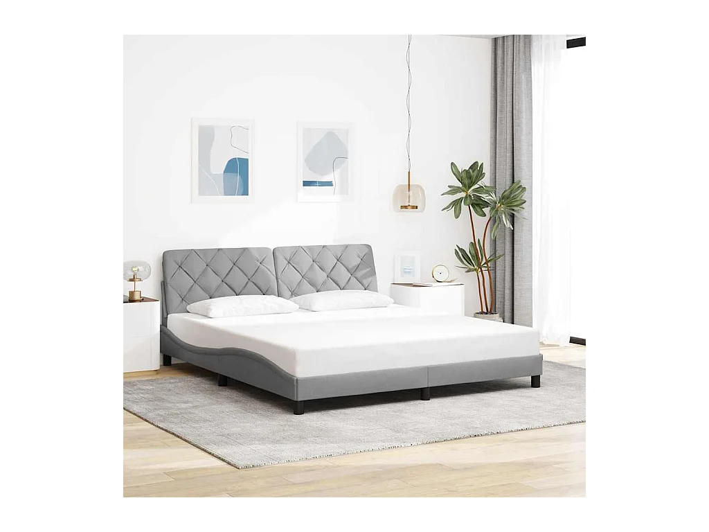 Cadre de lit sans matelas gris clair 180x200 cm tissu