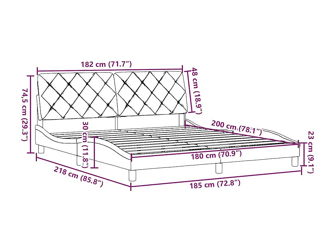 Giroletto senza Materasso Grigio Chiaro 180x200 cm Tessuto