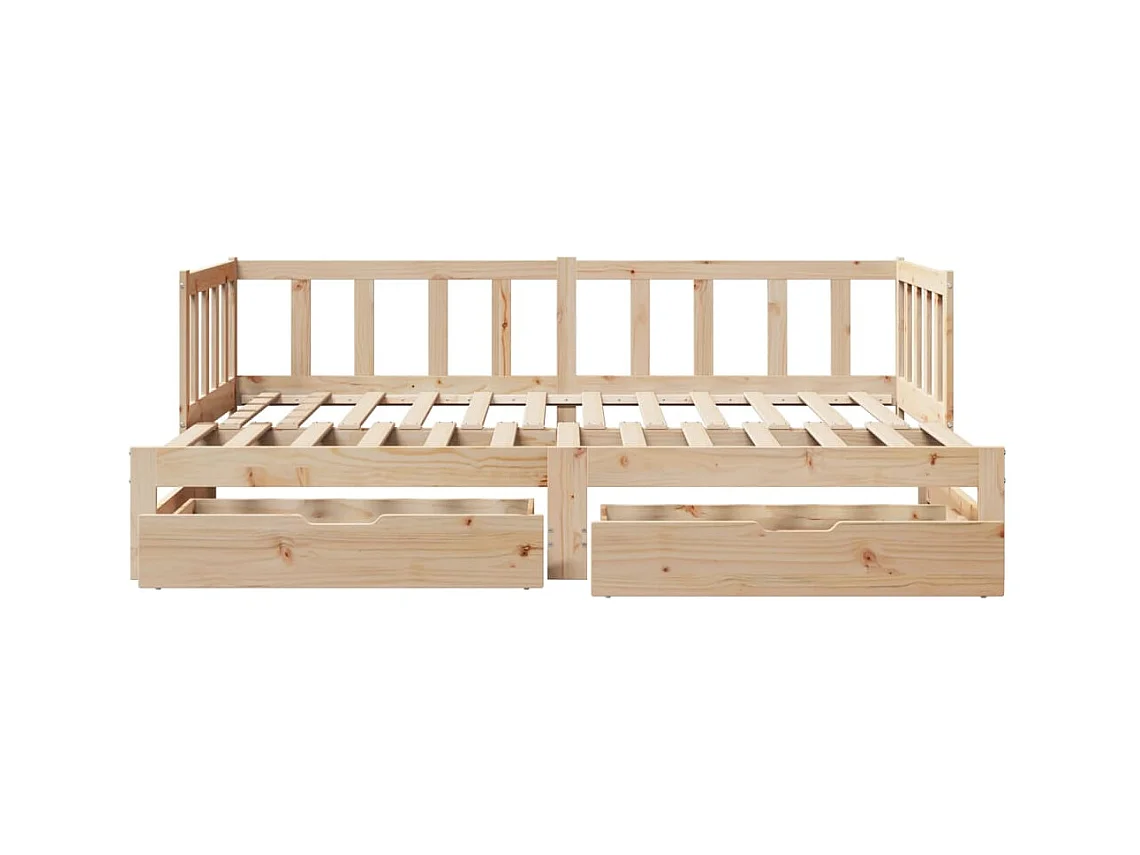 Lit de jour avec gigogne et tiroirs sans matelas 90x200 cm