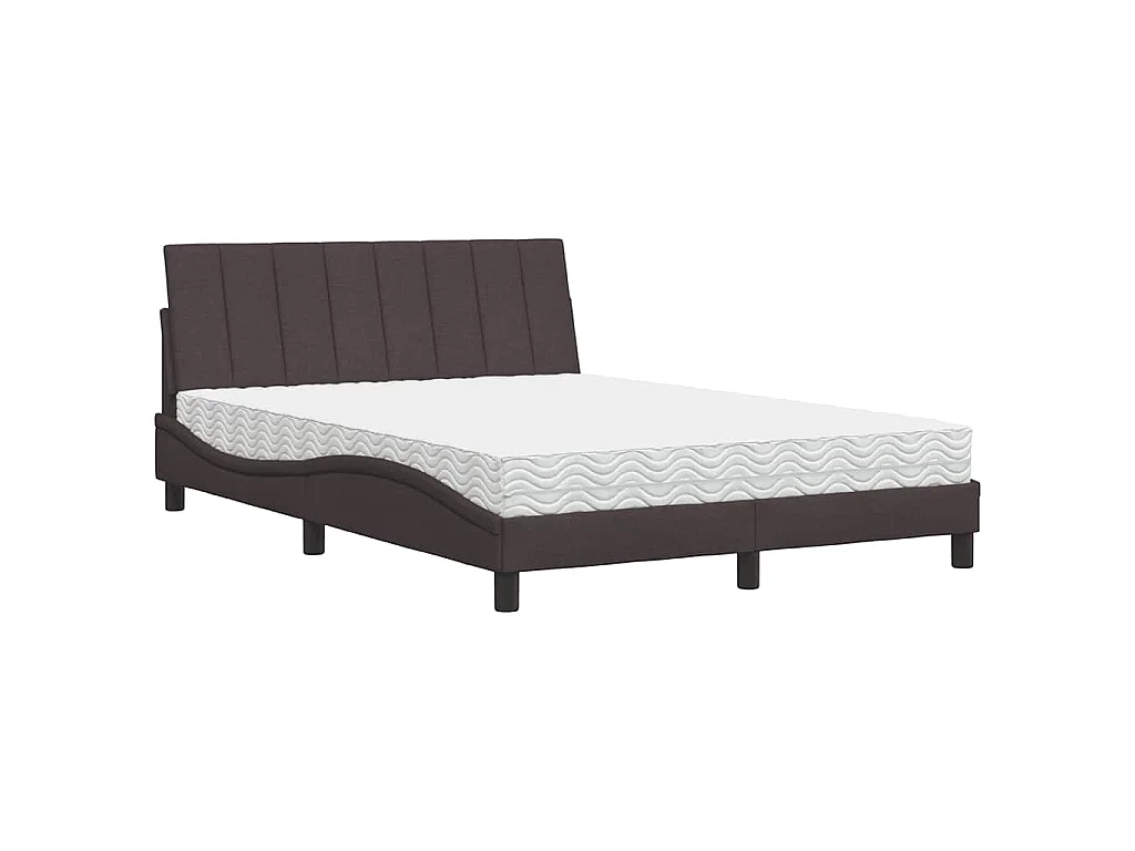 Bett mit Matratze "Hanko" Dunkelbraun 140x200 cm Stoff