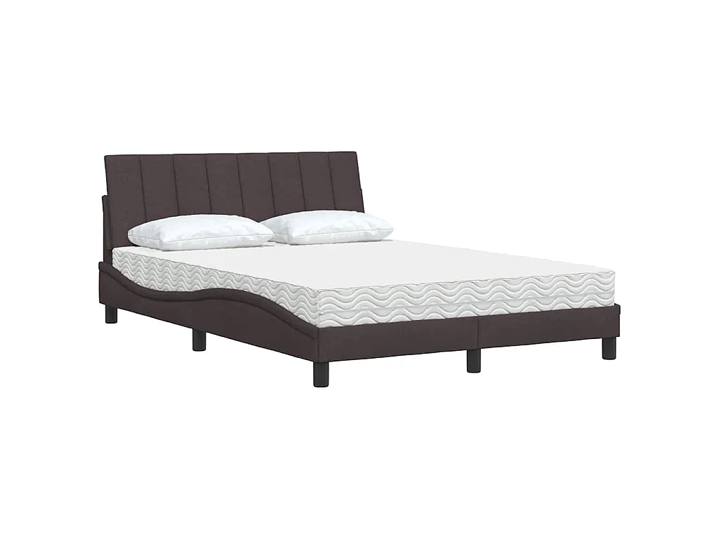 Bett mit Matratze "Hanko" Dunkelbraun 140x200 cm Stoff