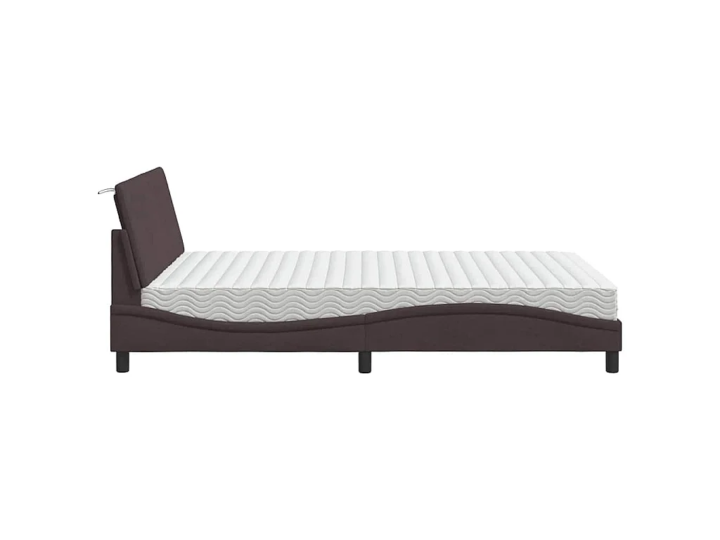 Bett mit Matratze "Hanko" Dunkelbraun 140x200 cm Stoff
