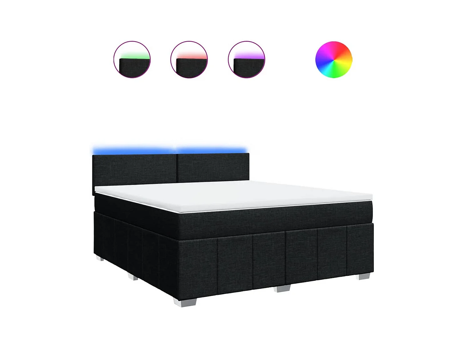 Boxspringbett mit Matratze Schwarz 180x200 cm Stoff