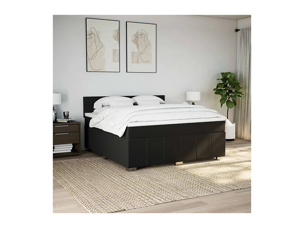 Boxspringbett mit Matratze Schwarz 180x200 cm Stoff