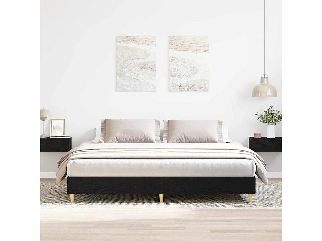 Cadre de lit Chêne noir 203 x 163 x 25 cm Bois d'ingénierie