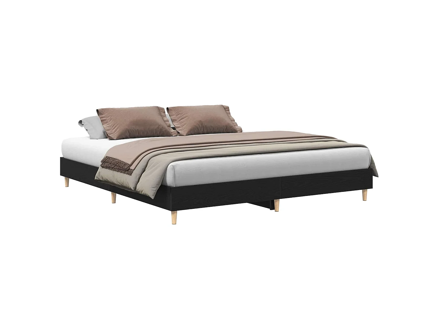 Struttura del letto Rovere Nero 203 x 163 x 25 cm