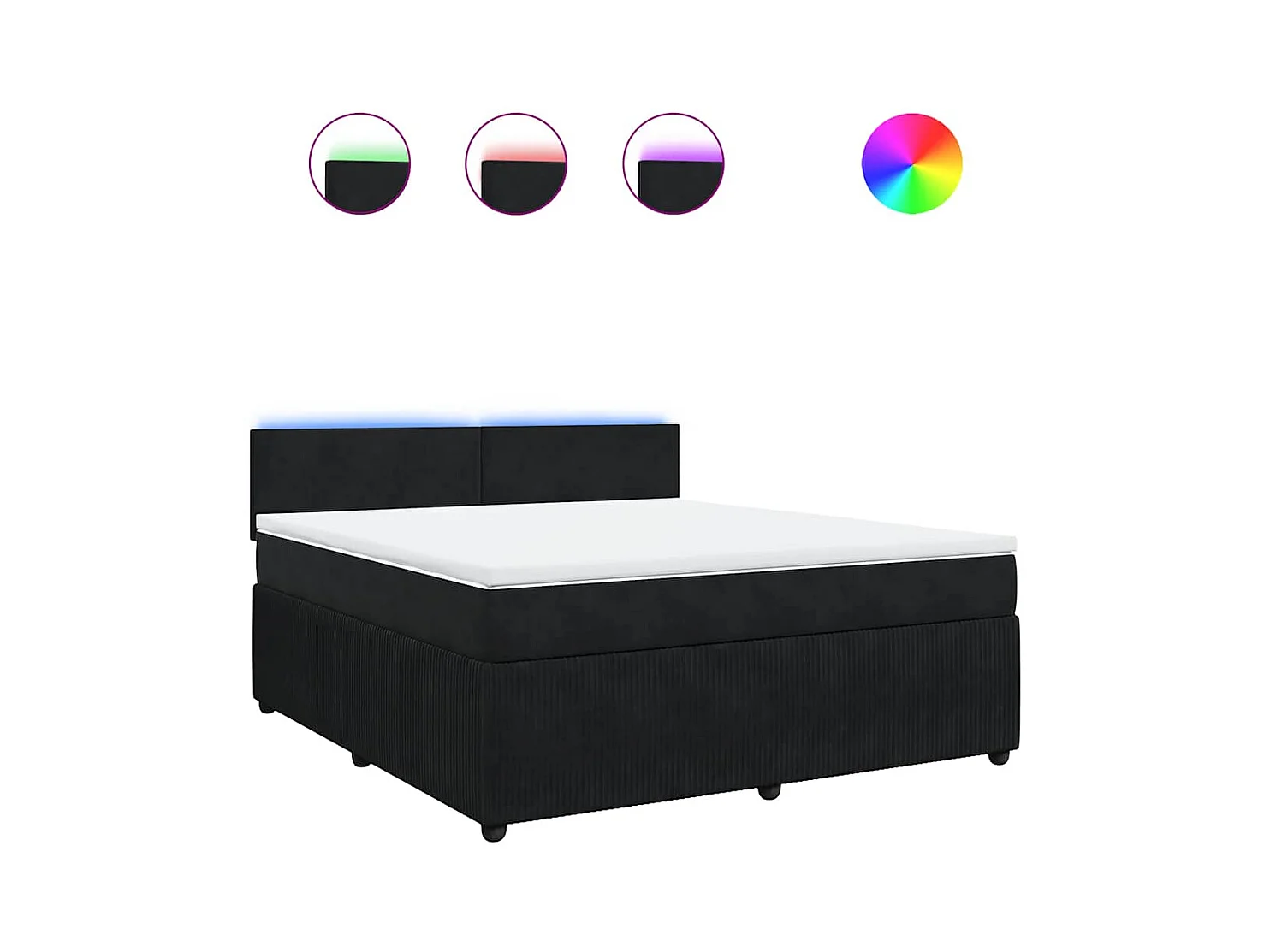 Sommier à lattes de lit avec matelas Noir 180x200 cm Velours