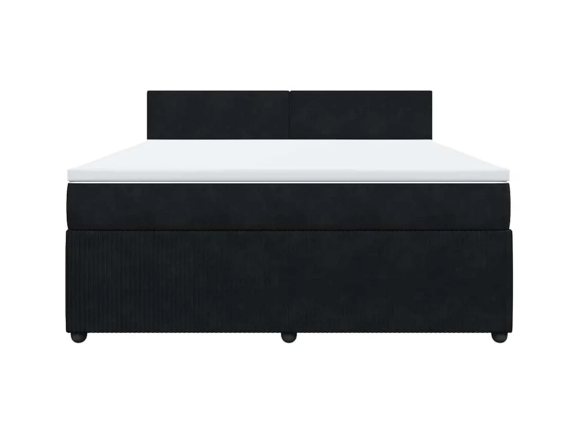 Sommier à lattes de lit avec matelas Noir 180x200 cm Velours