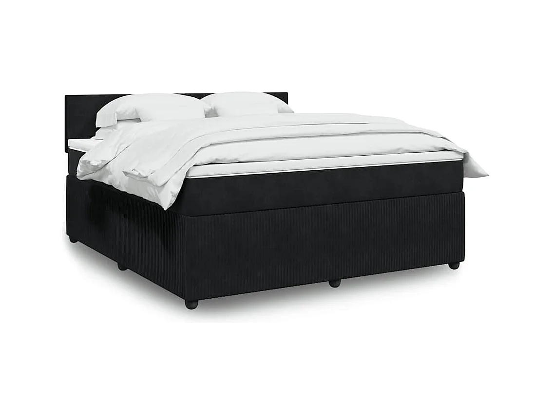 Boxspringbett mit Matratze Schwarz 180x200 cm Samt