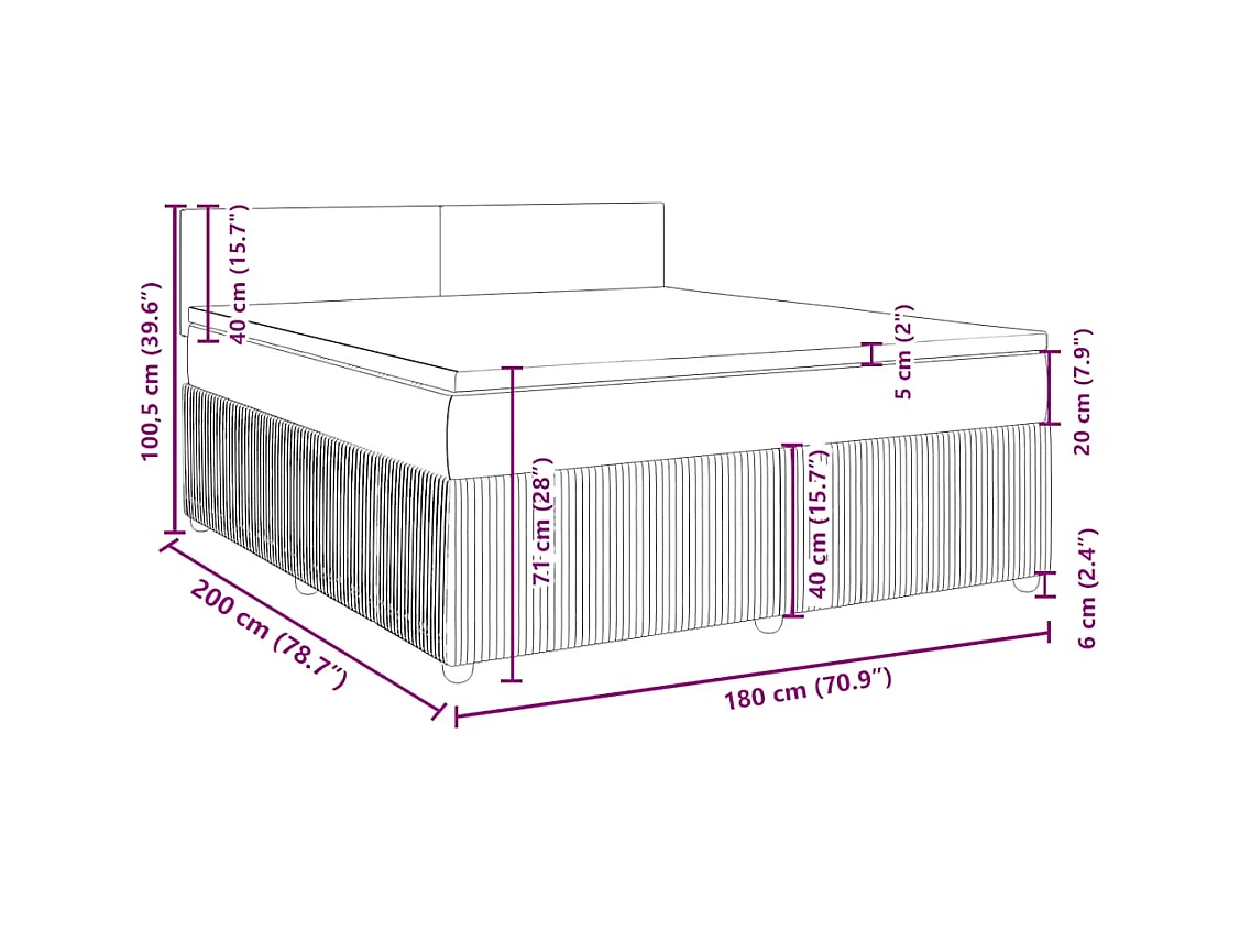 Boxspringbett mit Matratze Schwarz 180x200 cm Samt