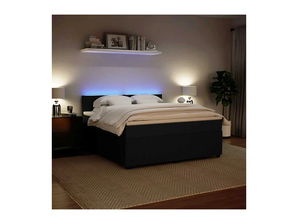 Boxspringbett mit Matratze Schwarz 180x200 cm Samt