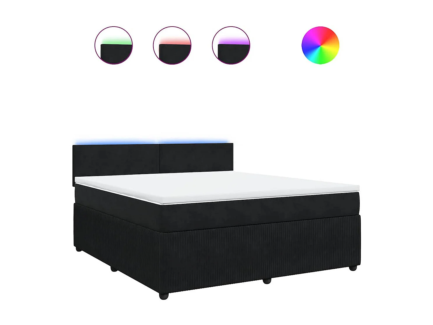 Giroletto a Molle con Materasso Nero 180x200 cm in Velluto