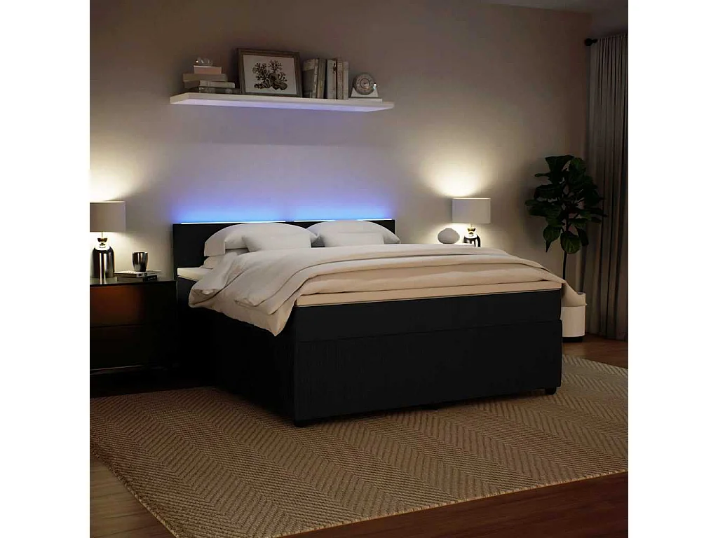 Giroletto a Molle con Materasso Nero 180x200 cm in Velluto