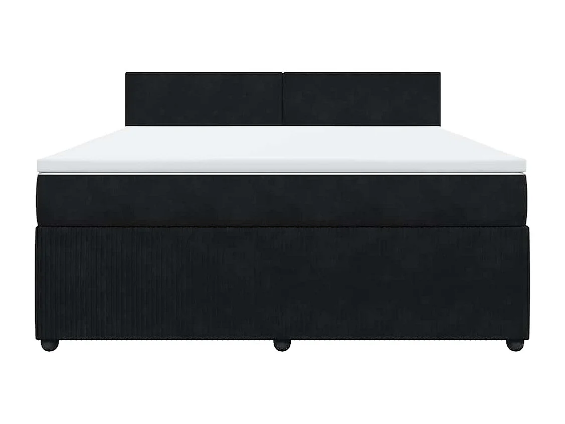 Giroletto a Molle con Materasso Nero 180x200 cm in Velluto