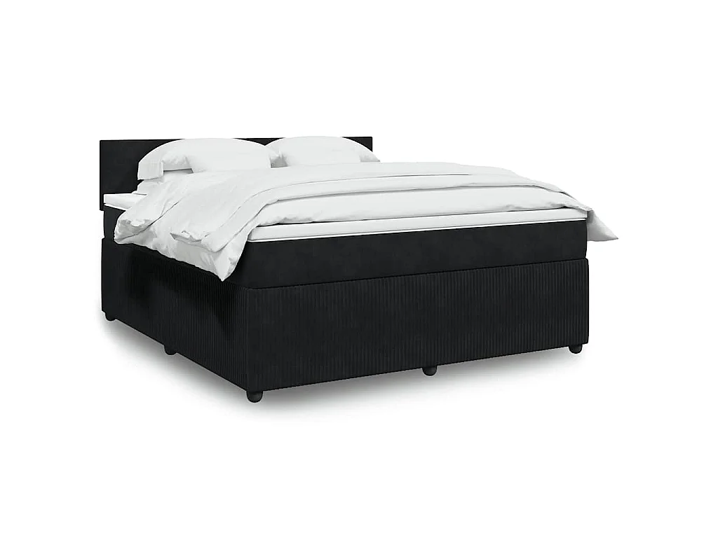 Giroletto a Molle con Materasso Nero 180x200 cm in Velluto