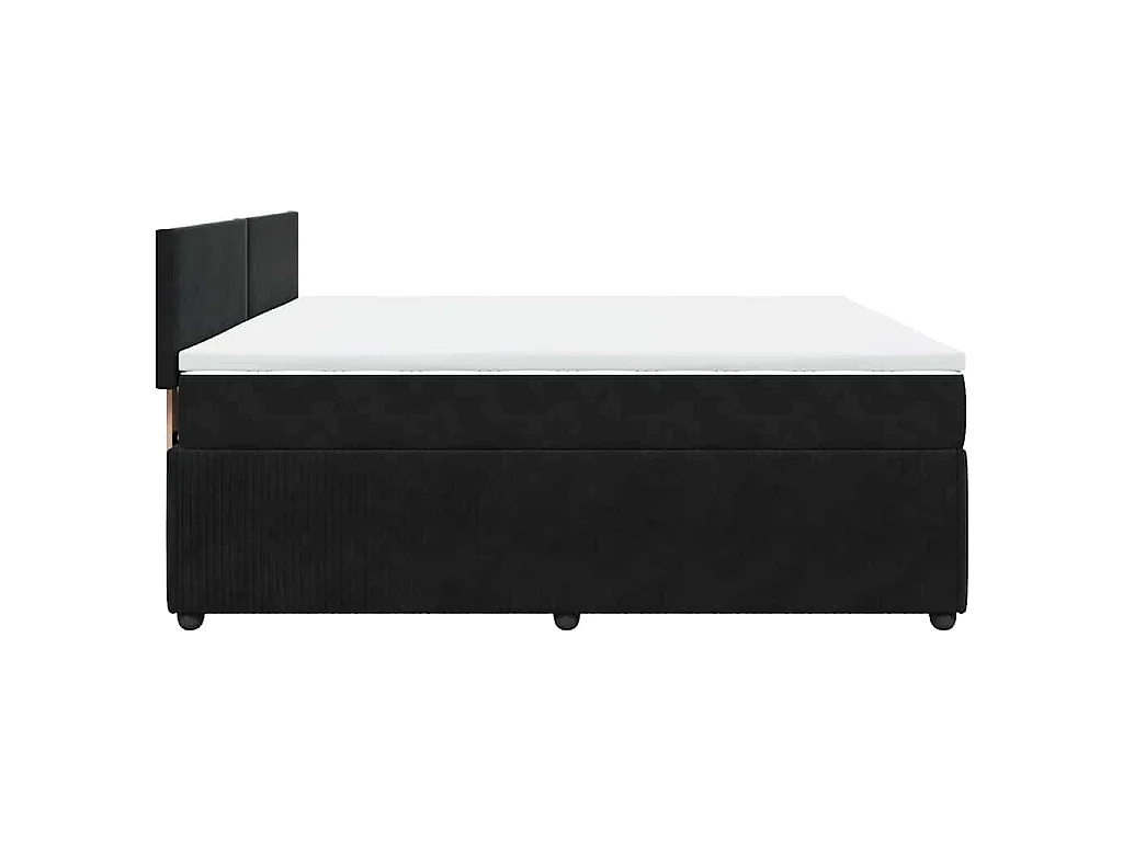 Giroletto a Molle con Materasso Nero 180x200 cm in Velluto