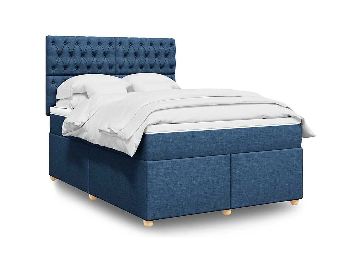Giroletto a Molle con Materasso Blu 140x190 cm in Tessuto