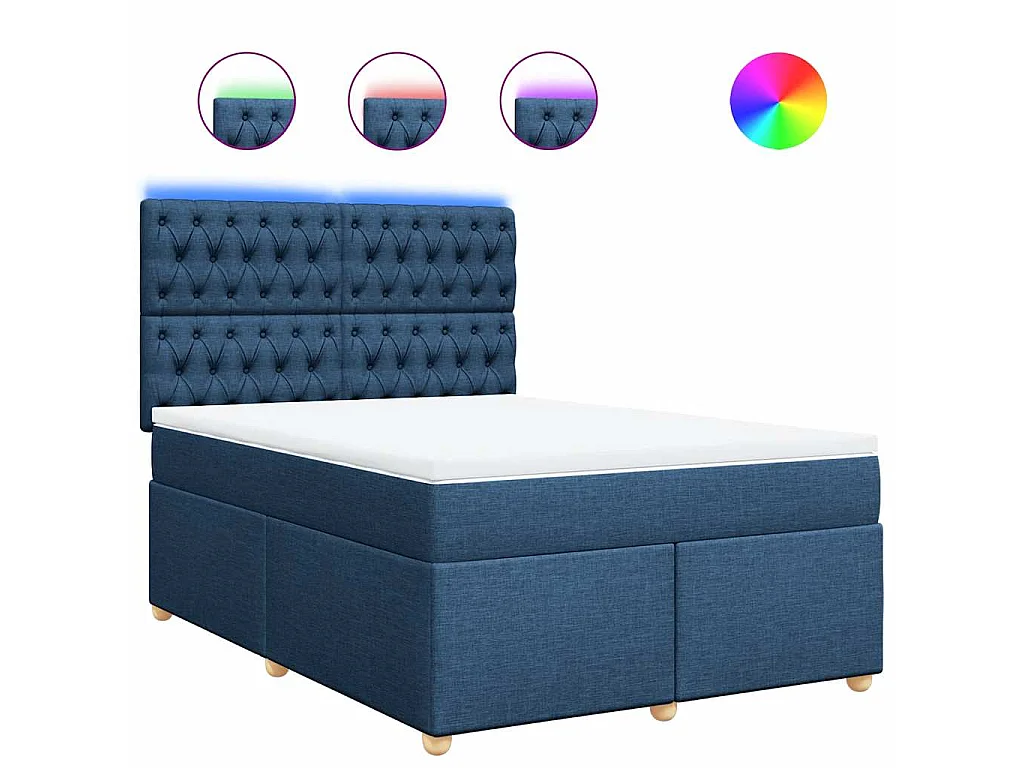 Boxspringbett mit Matratze Blau 140x190 cm Stoff