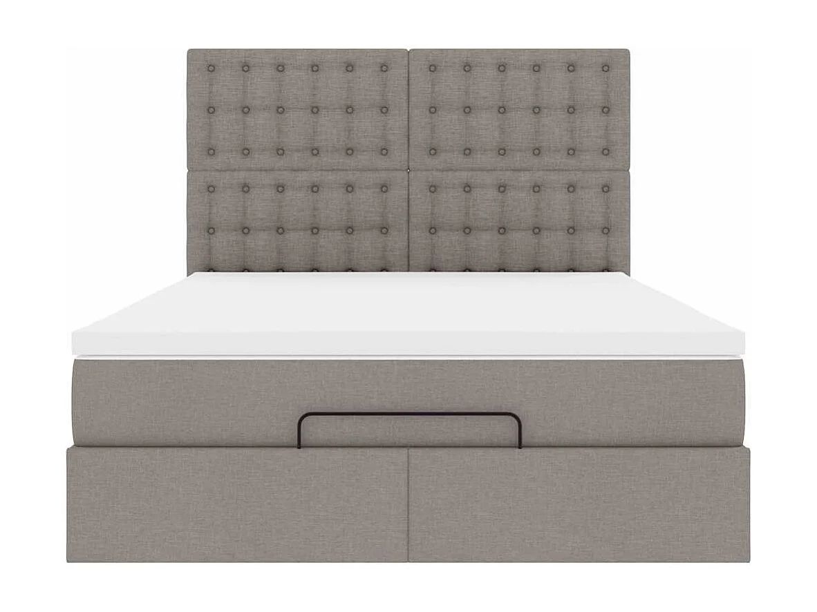 Ottoman-Bett mit Matratze Taupe 140x200 cm Stoff