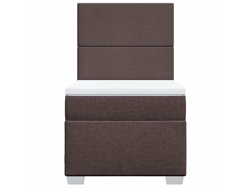 Cama box spring con colchón tela marrón oscuro 90x200 cm